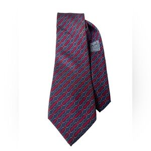 VINTAGE HERMES TIE ~ BLUE AND RED EQUESTRIAN  947 IA FRANCE